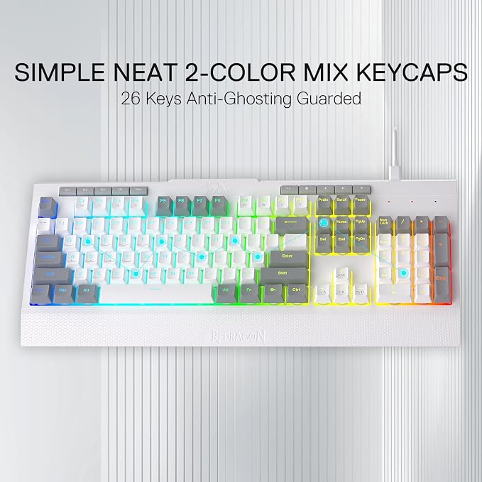 Redragon K525 RGB Backlit 104 Keys Wired Membrane Gaming Keyboard w/ 5 - Image 6