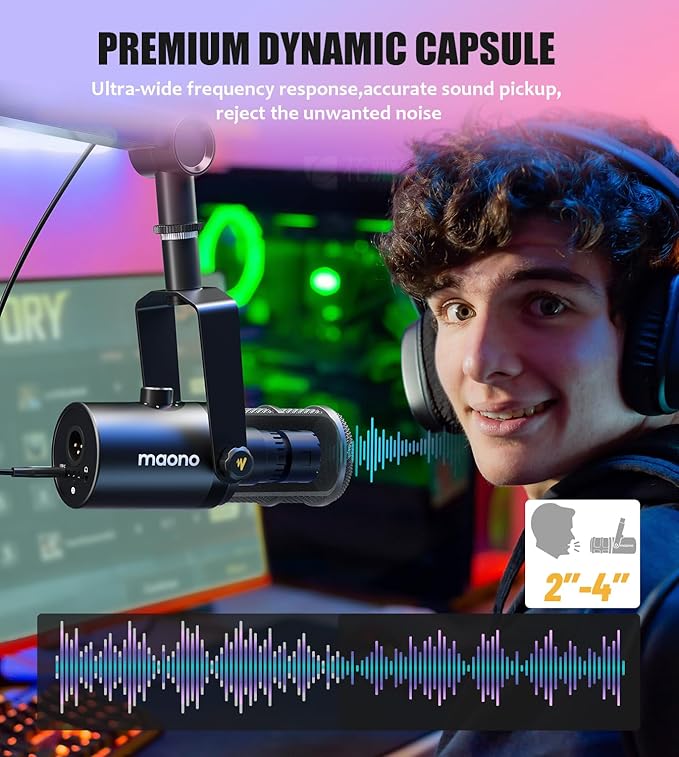 MAONO Dynamic Microphone, USB/XLR Podcast PC Microphone - Image 8