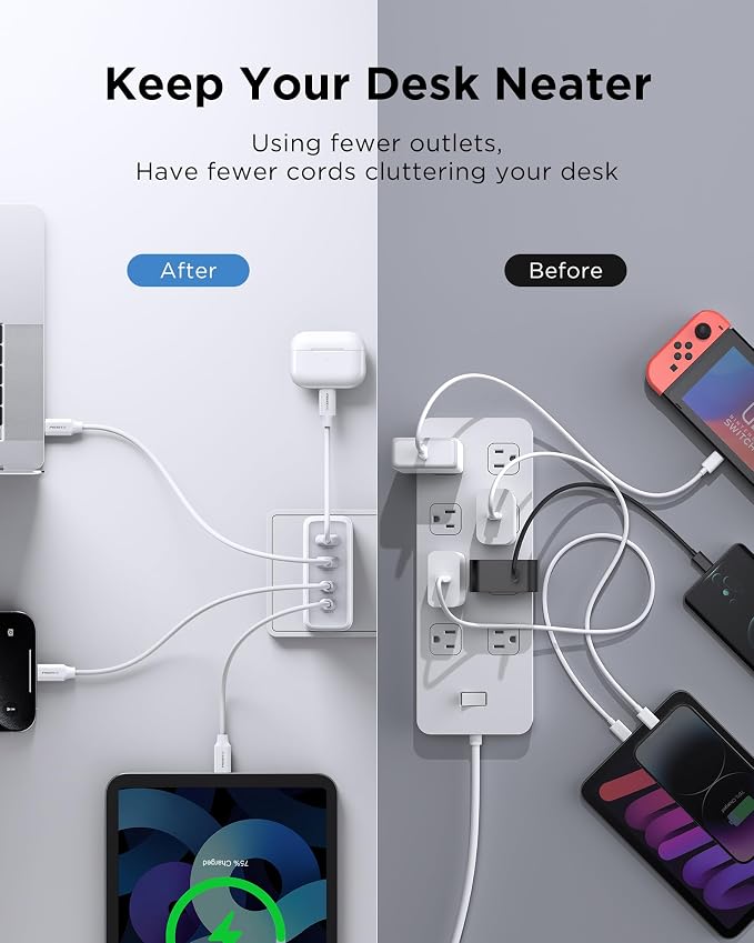 PISEN 120W USB C Charger - 120W 4-Port GaN USB C Charger Block Fast Charging - Image 4