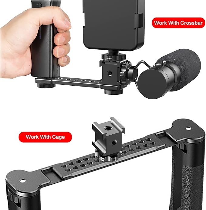 Triple Cold Shoe Mount Cold Shoe Adapter, 360 Degree Swivel Aluminum Camera Hot - Image 5