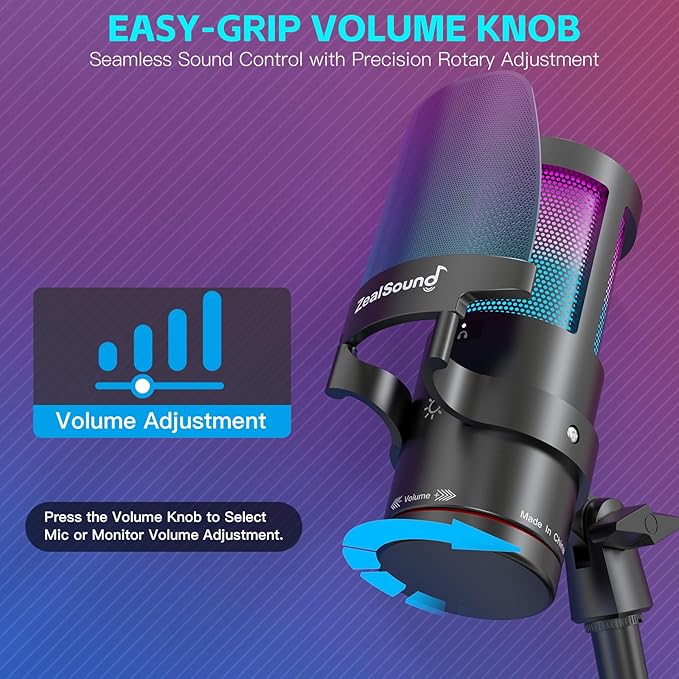 ZealSound Gaming USB Microphone, Noise Cancellation Condenser mic - Image 6