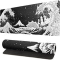 Black and White Japanese Wave Dragon Gaming Mouse Pad by Siski
