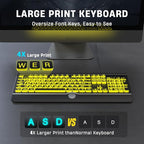 Large Print Backlit Computer Keyboard, USB Full Size Wired Keyboards - Image 4