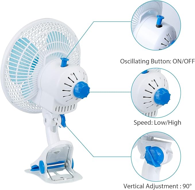 8-Inch Clip on Fan, 2 Speed Convertible Desk Fan - Image 2