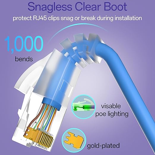 Cat6a Patch Cables 1ft Slim, Cat6 Ethernet Patch Cable Pure Copper, Flexible - Image 5