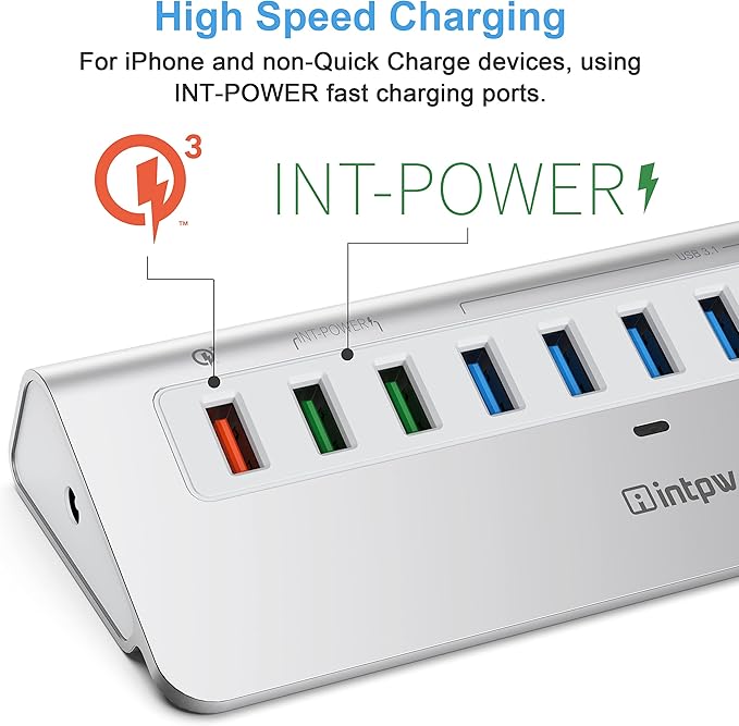 Powered USB Hub 10Gbps, 10 Port USB 3.1 Gen 2 Hub - Image 5
