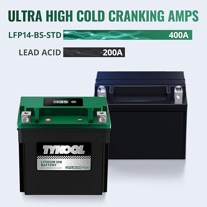 TYKOOL YTX14-BS-STD 400 CCA, Lithium LiFePO4 12v Motorcycle Battery, ATV Battery - Image 5