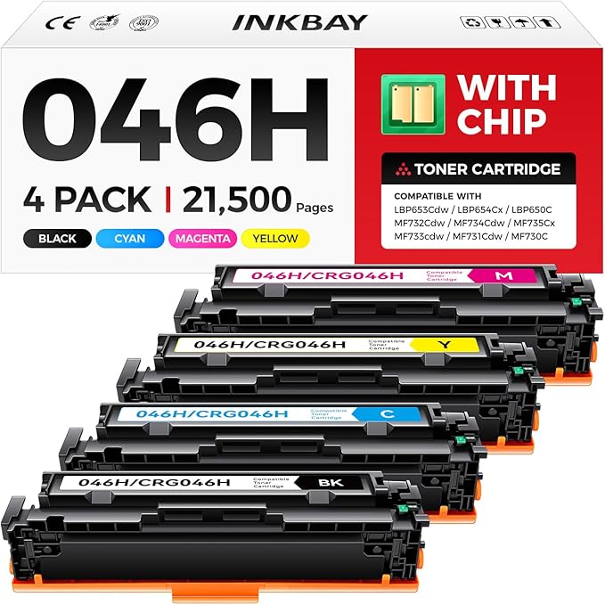 046H Toner Cartridge Set with Chip High Capacity Replacement by INKBAY