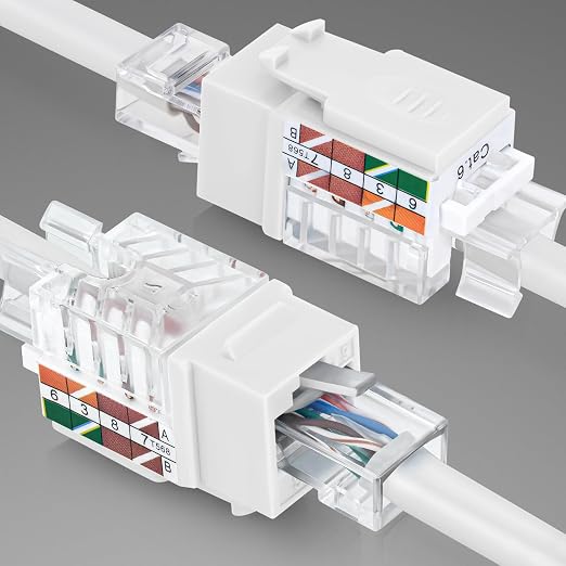 Everest 45° Angled RJ45 Cat6A Keystone Jacks 20-Pack in White - Image 8