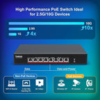 YuanLey 8 Port 10G PoE Switch Unmanaged, 8 x 10G Base-T PoE Ports, - Image 4