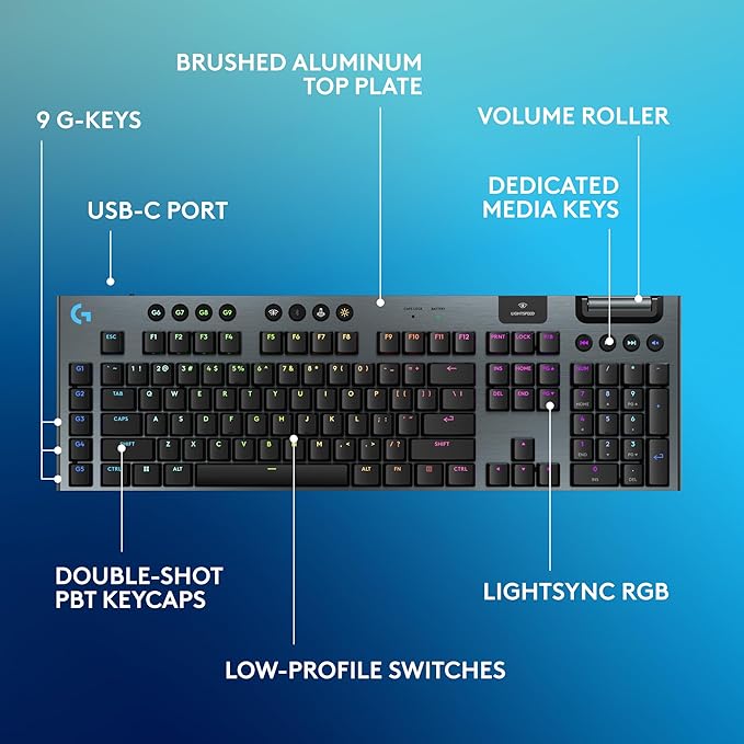 Logitech G915 X Lightspeed Wireless Mechanical Gaming Keyboard, Double-Shot PBT - Image 6