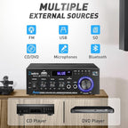 Daakro AK45 Stereo Audio Amplifier, 300W Home 2 Channel Wireless Bluetooth 5.0 - Image 2