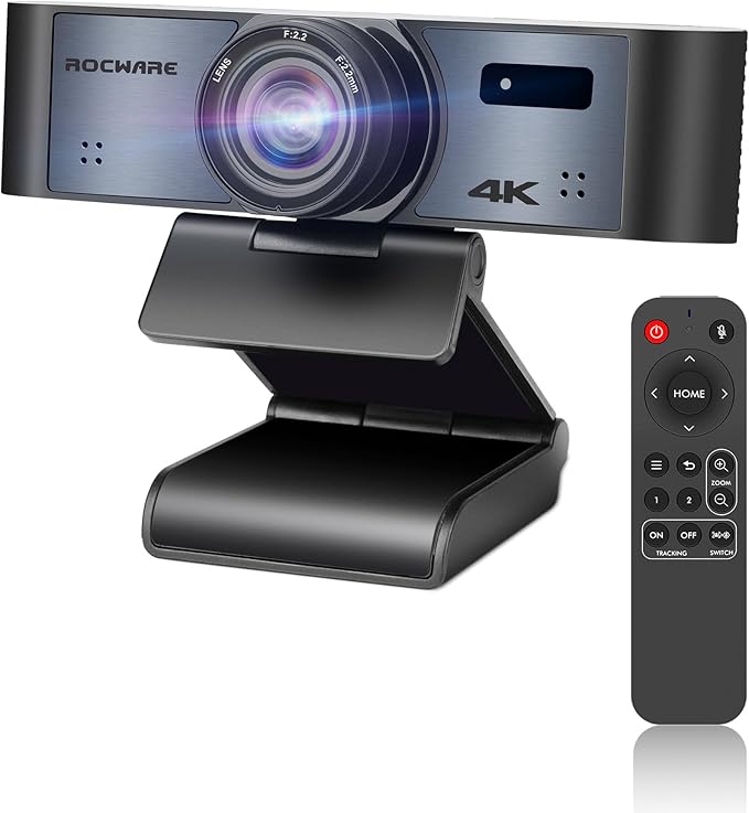 ROCWARE 4K Webcam with Remote, RC16 Computer Camera with Microphone, 1080p by ROCWARE