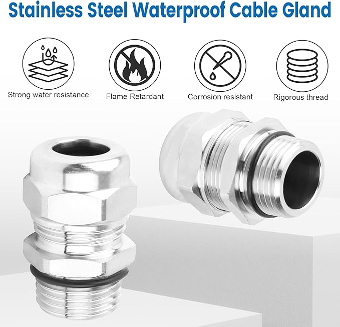 2 Pcs 1/4" NPT Stainless Steel Waterproof Cable Gland, IP68 Waterproof - Image 5