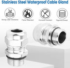 2 Pcs 1/4" NPT Stainless Steel Waterproof Cable Gland, IP68 Waterproof - Image 5