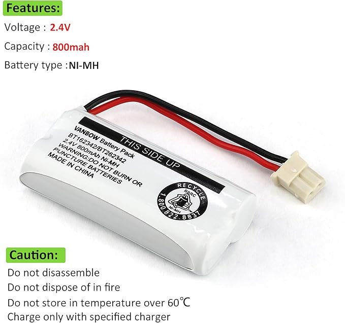 Battery BT162342 / BT262342 BT183342/BT283342 BT166342/BT266342 2.4v 800Mah - Image 4