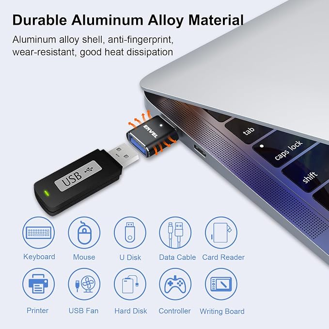 ENVEL USB to USB C Adapter, USB3 5Gbps High Speed Data Transfer, OTG Converter - Image 4