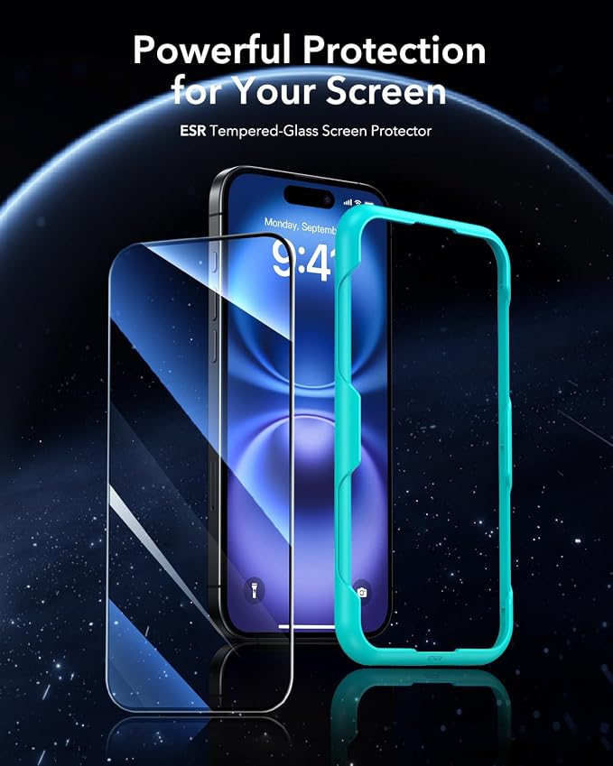 ESR 3 Pack for iPhone 16 / iPhone 15 Screen Protector, Full Coverage Tempered - Image 2