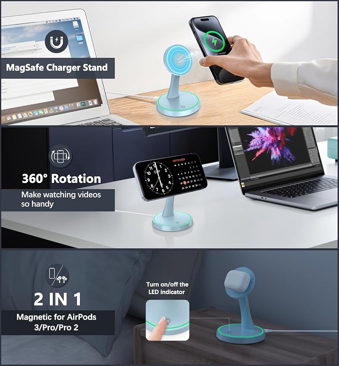 Magnetic Wireless Charger Stand 15W Fast Mag-Safe Charger - Image 2