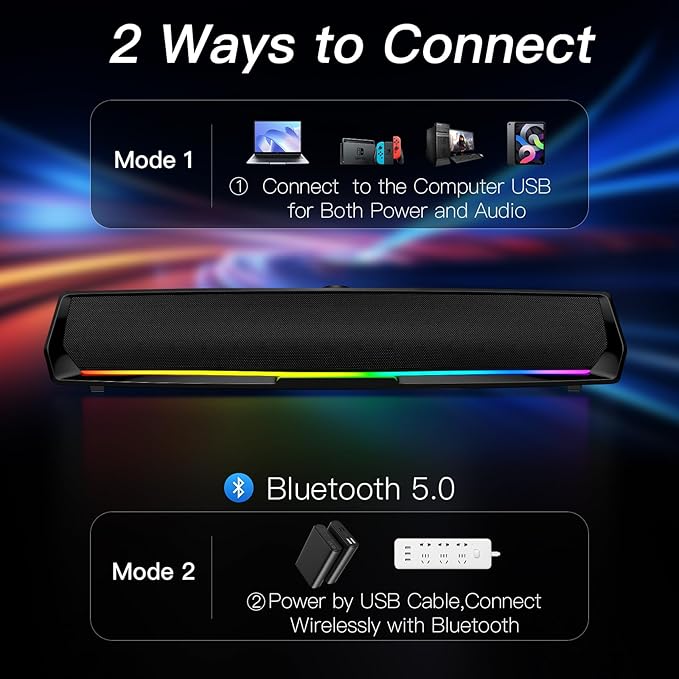 Computer Speakers for Desktop, PC Speakers Gaming Sound bar - Image 3