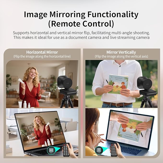 TOALLIN 4K Webcam with Ring Light, Remote Control, PDAF Autofocus, 1/2.5" - Image 5
