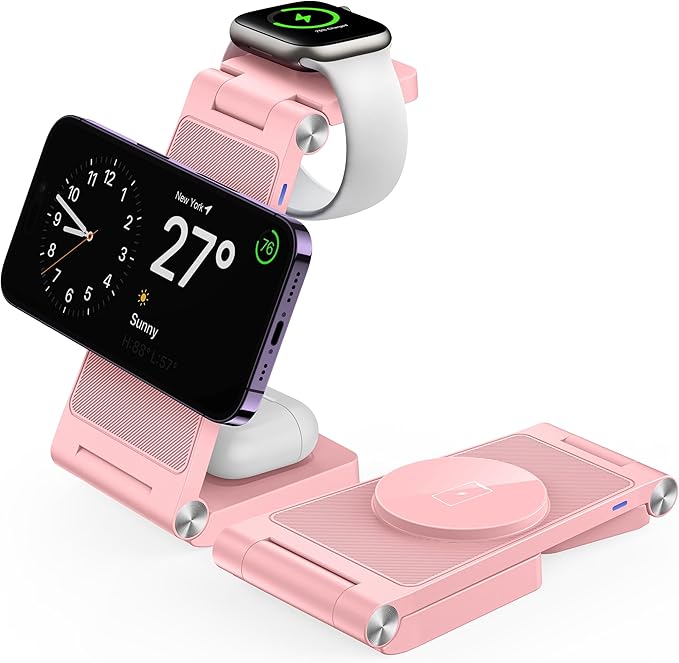 Magnetic Wireless Charger Stand, 3 in 1 Foldable Wireless Charging Station by GEJIUCAI