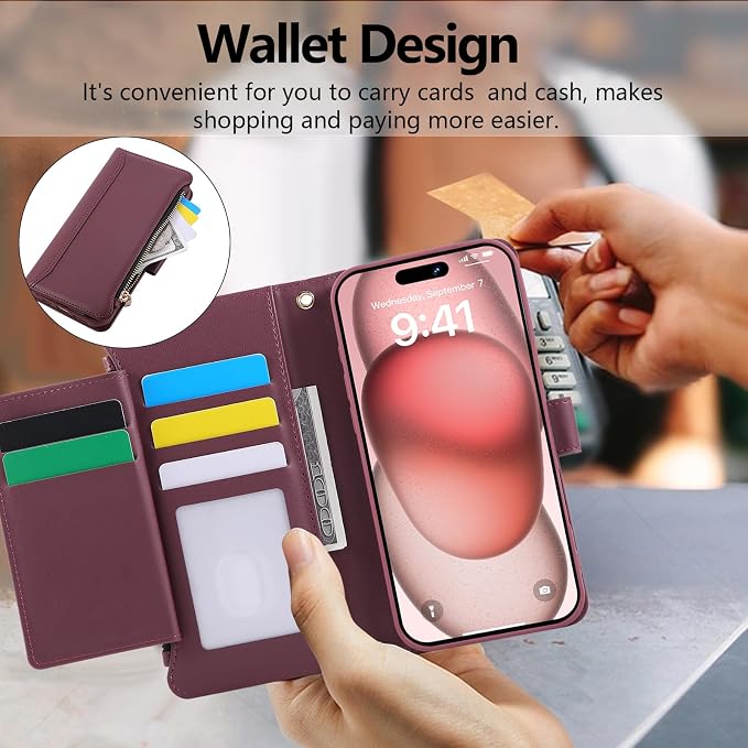 Compatible with iPhone 12 Pro Max Wallet Phone Case-PU Leather Magnetic Flip - Image 4