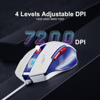 Wired Mouse, 4 Levels Adjustable DPI, 6 Programmable Buttons, Ergonomic - Image 4