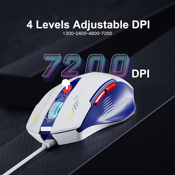 Wired Mouse, 4 Levels Adjustable DPI, 6 Programmable Buttons, Ergonomic - Image 4