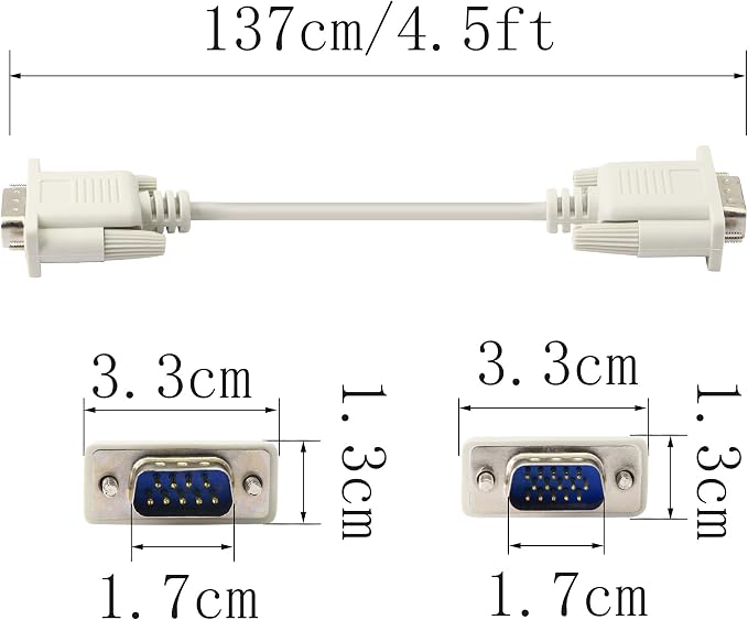 PNGKNYOCN 4.5 Feet DB 9 Pin Male to VGA 15 Pin Male Adapter Cable, RS232 to VGA - Image 5