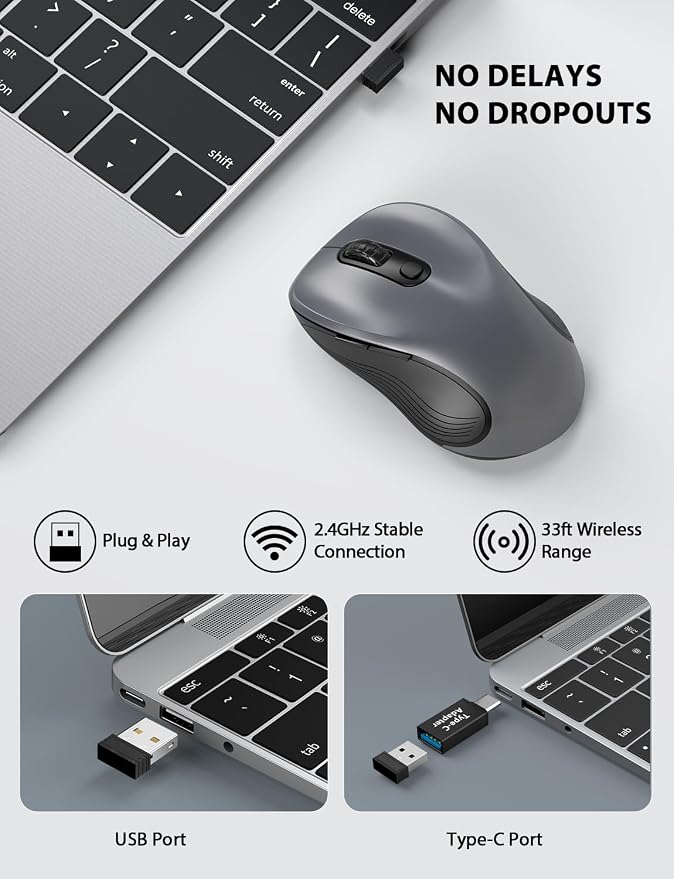 Trueque Wireless Mouse for Laptop, 2.4GHz Ergonomic Computer Mouse - Image 2