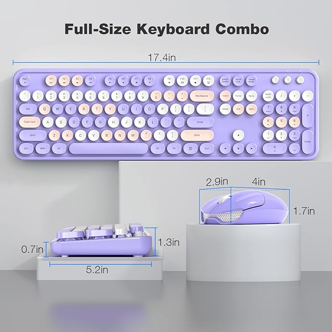 KNOWSQT Wireless Keyboard and Mouse Combo Purple - Image 7