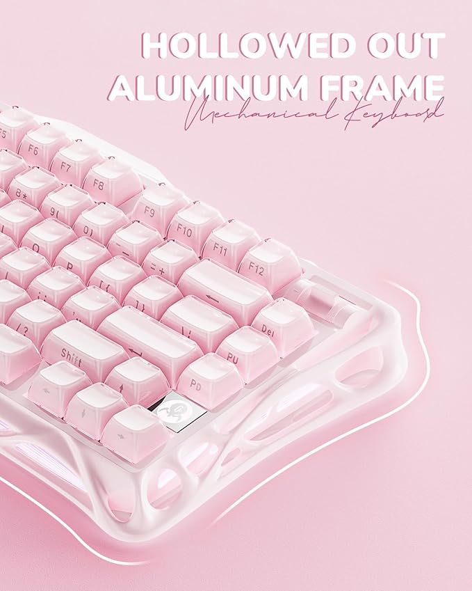GravaStar Mercury K1 75% Pink Wireless Keyboard, Aluminum Alloy Exoskeleton - Image 4