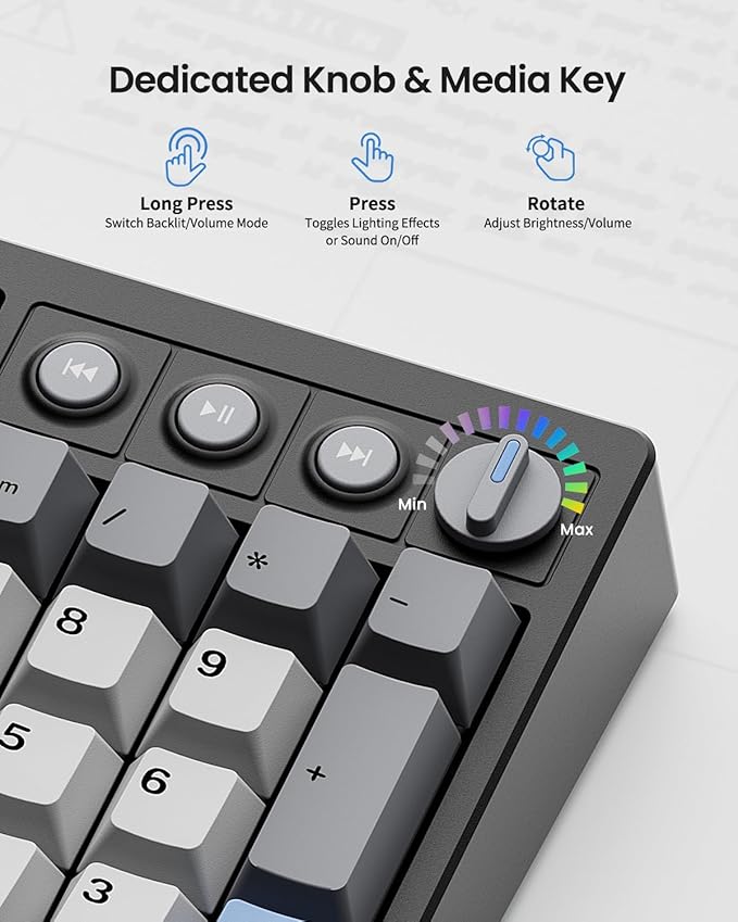 Kisnt KN104 Wireless Mechanical Gaming Keyboard, 100% Full Size 104 Keys - Image 6