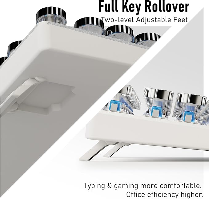 EWEADN TK100 Typewriter Style Wired Mechanical Keyboard, 104 Keys Aesthetic - Image 6