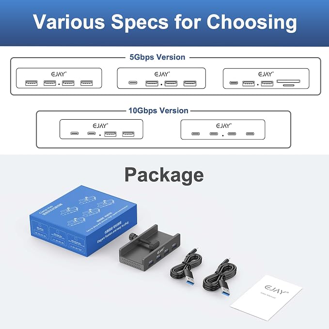 EJAY 4Ports USB3.0 Splitter Alu Clamp Desktop USB HUB - Image 6