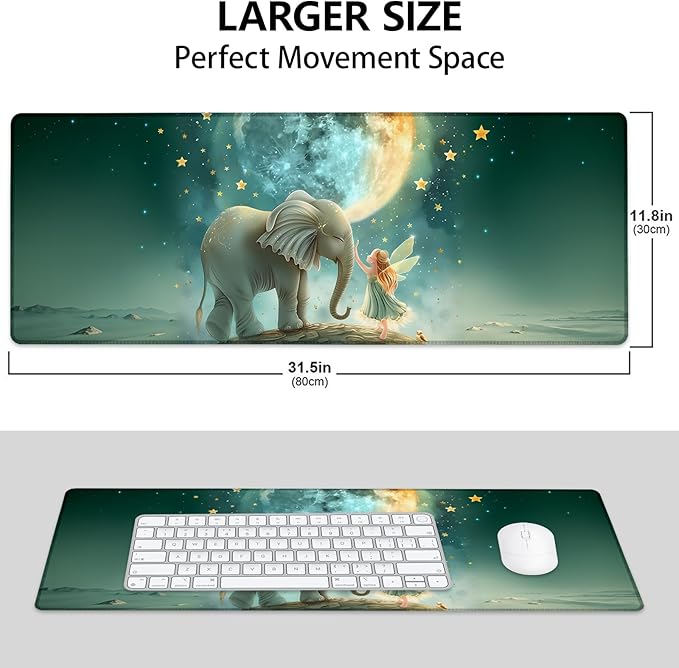 Fairy and Elephant Large Mouse Pad, Gaming Mouse Pad, Keyboard Mat, Non-Slip - Image 3