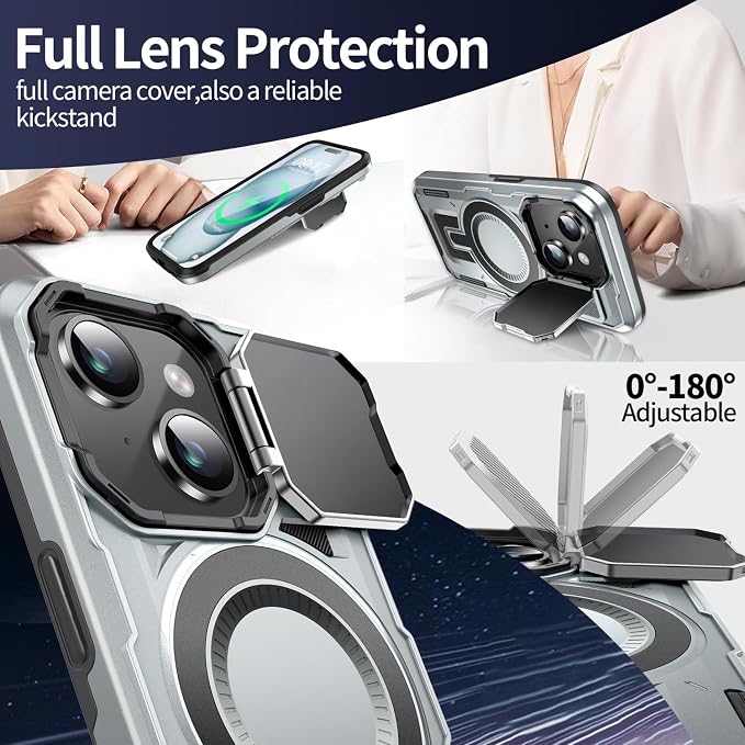 Camera Stand Case for iPhone 15 Plus, 2024 Version Military Grade Protective - Image 3