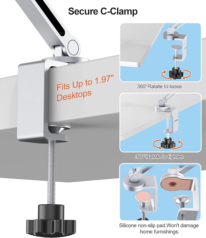 Tablet Arm Mount with Super Grip, Adjustable Foldable Holder & Heavy Duty - Image 3