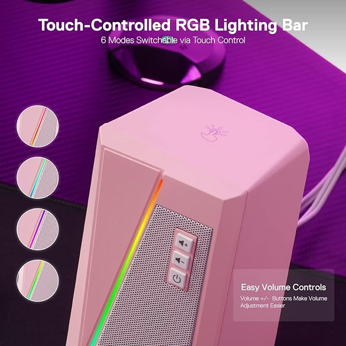 Redragon GS520 RGB Desktop Speakers, 2.0 Channel PC Computer Stereo Speaker - Image 4