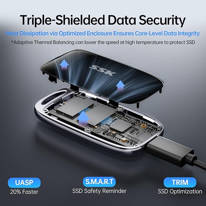 SSK 4TB SSD External Hard Drive, Portable SSD Drive up to 2000 MB/s, USB 3.2 - Image 6