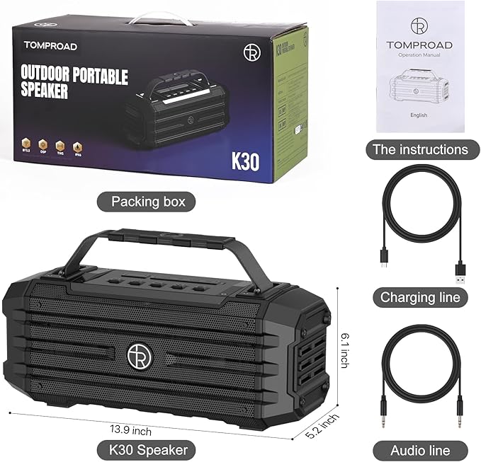 Bluetooth Speaker 120W Peak 80W Portable Wireless Hi-Fi Loud Outdoor IPX6 - Image 7