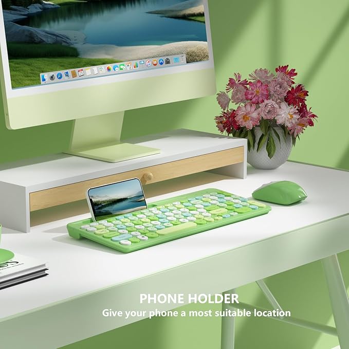 Retro Wireless Keyboard and Mouse Combo, Full-Size USB Keyboard - Image 3