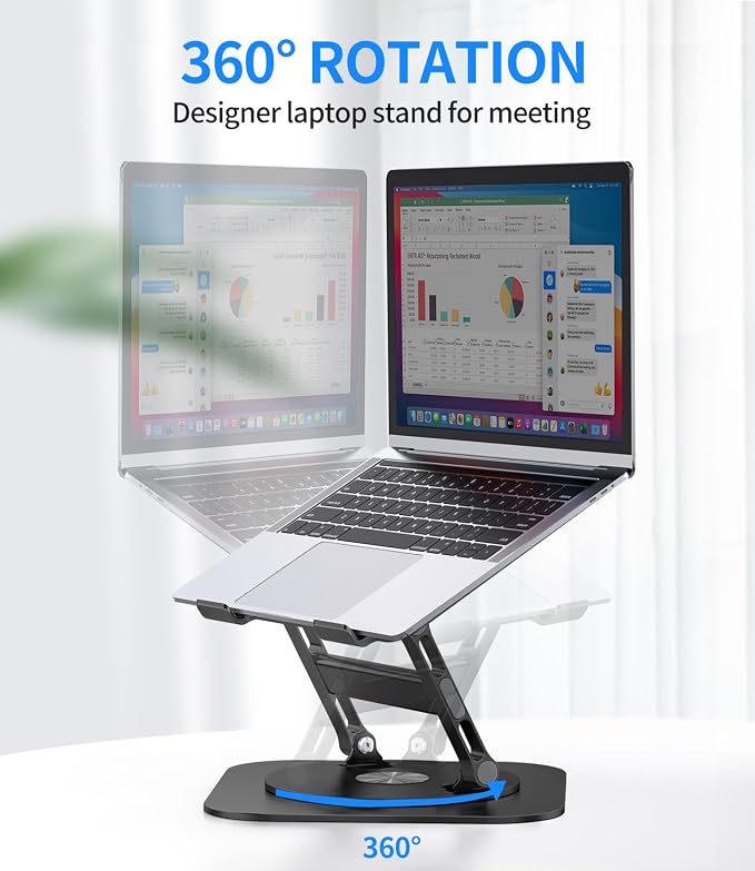 Adjustable Laptop Stand with 360 Rotating Base, Stable Computer Stand - Image 2