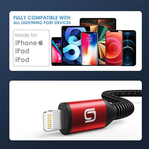 iPhone Charger Cable 3Pack 3FT USB-A to Lightning Cable Nylon Braided Fast - Image 8