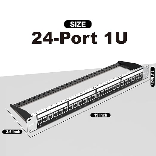 Jadaol 24 Port Shielded Patch Panel Rack or Wall Mount 19-Inch, 1U Cat6A - Image 6