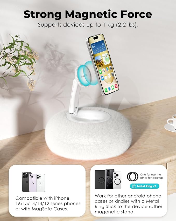 Viozon Phone Holder for Bed, Magnetic Pillow Stand, Compatible - Image 5