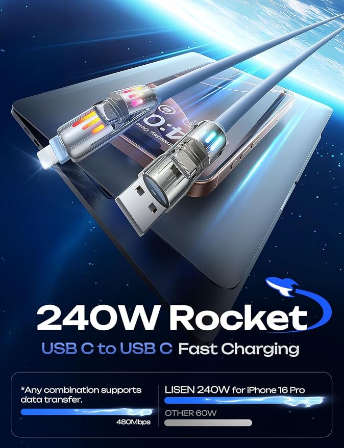 LISEN iPhone Cords Fast Charging 6 FT, 4 in 1 Charging Cable - Image 4