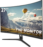 CRUA 27" Curved Monitor, FHD VA Panel, 120% sRGB Professional Computer Monitor by CRUA