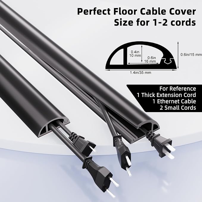 9.8ft Floor Cord Cover, Silicone Wire Hider, Hide Extension Cords, Protect Cords - Image 2